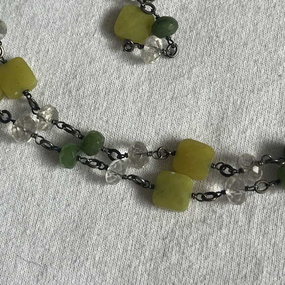 Silpada 925 Sterling Silver Green Jade Olive Crystal Long Necklace N1247 35” - Picture 2 of 3
